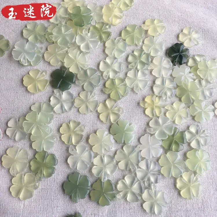 Four Leaf Clover Jade Pendants Green Yellow