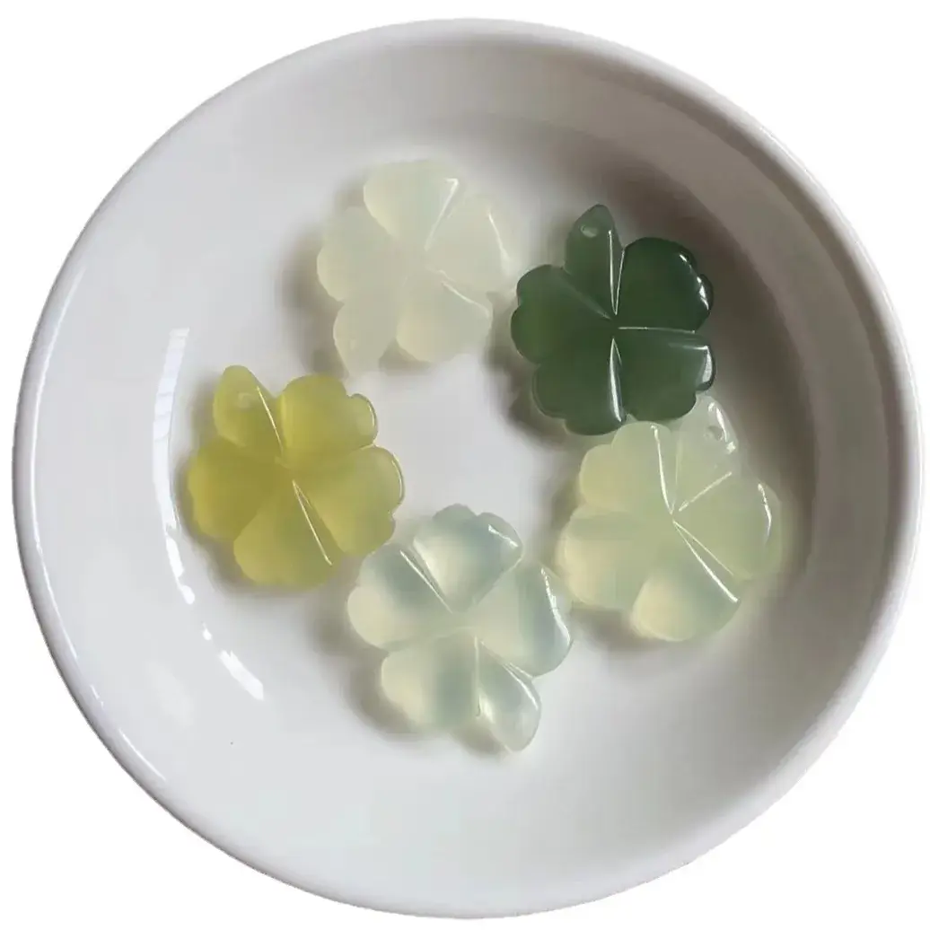 Four Leaf Clover Jade Pendants Green Yellow