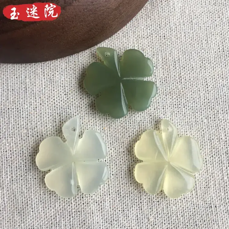 Four Leaf Clover Jade Pendants Green Yellow