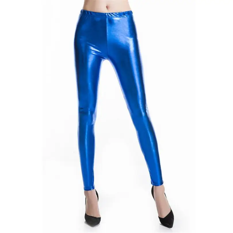 Women's PU Leather Low Waist Slim Leggings Bright Colors Large - Image 3