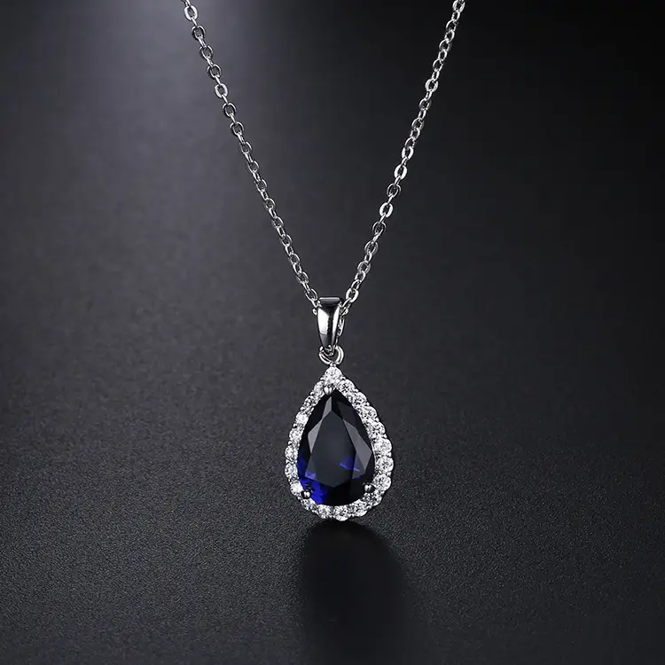 Water Drop AAA Zircon Pendant Necklace Copper Pave - Image 8