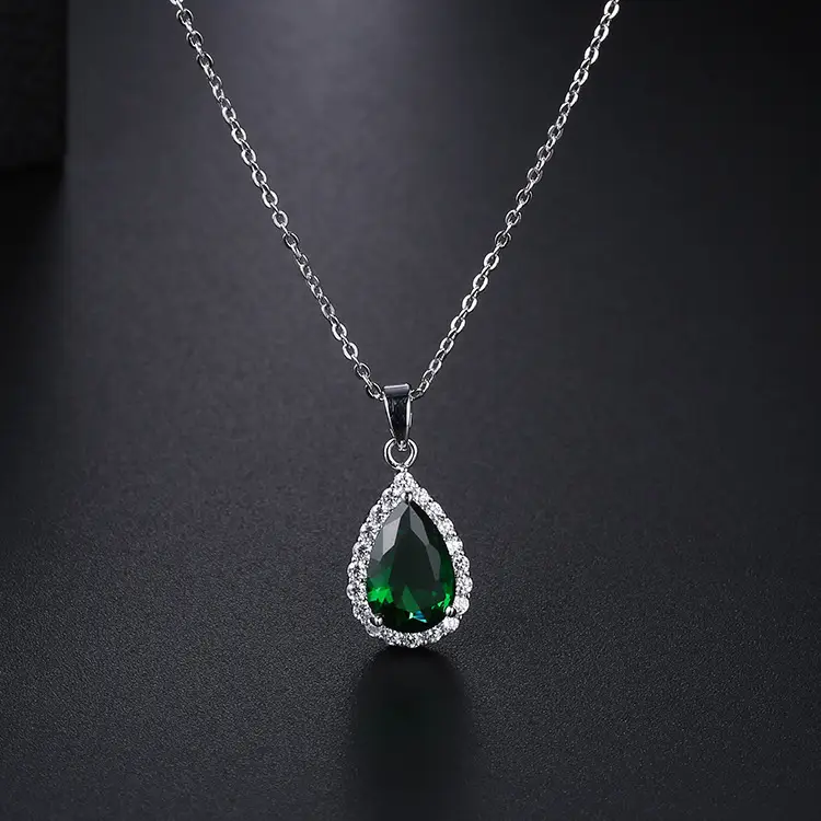 Water Drop AAA Zircon Pendant Necklace Copper Pave - Image 9