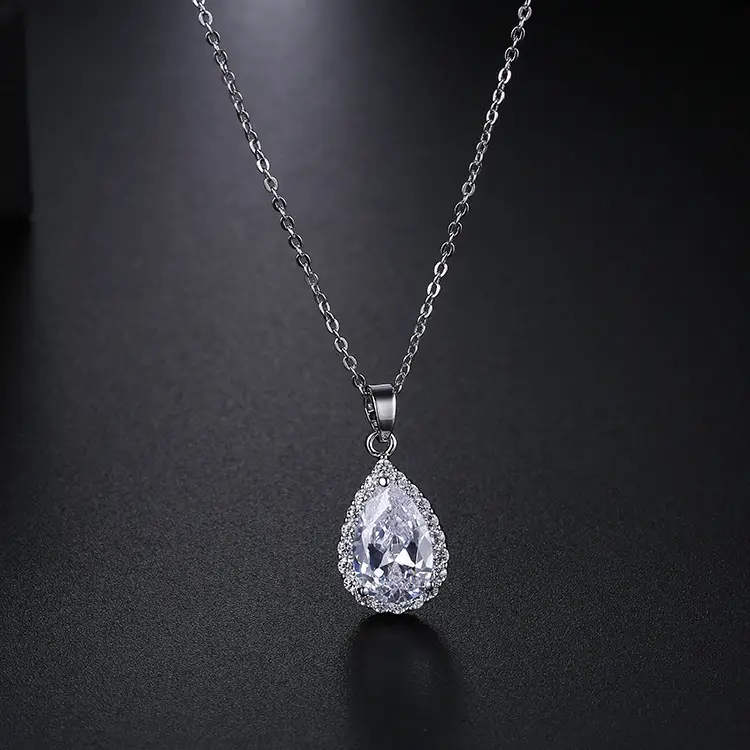 Water Drop AAA Zircon Pendant Necklace Copper Pave - Image 10