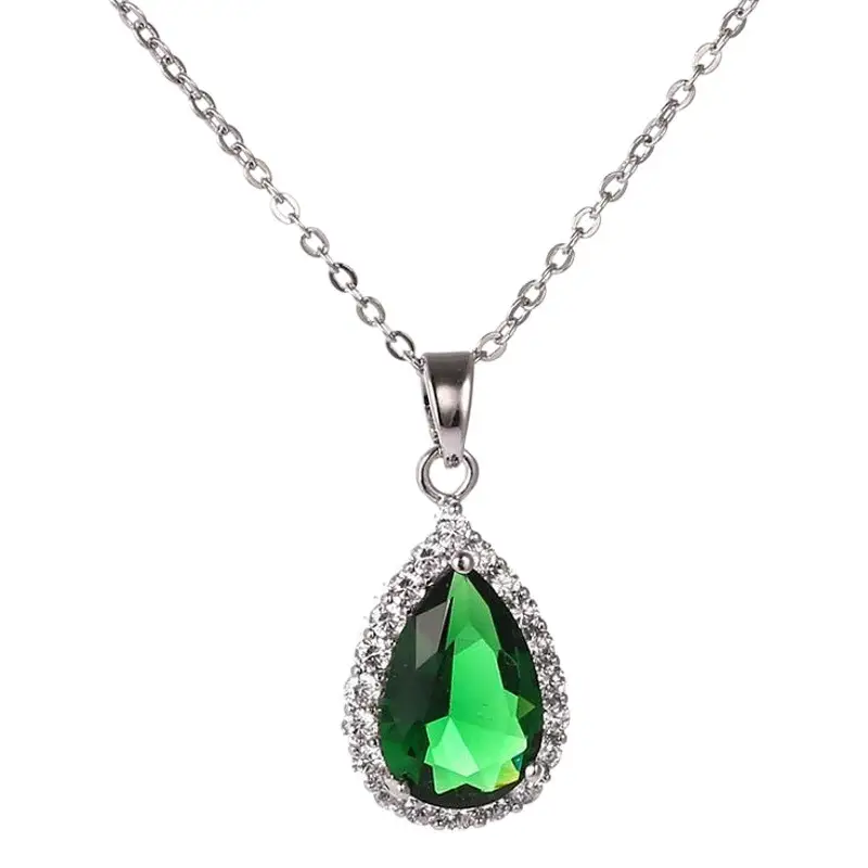 Water Drop AAA Zircon Pendant Necklace Copper Pave