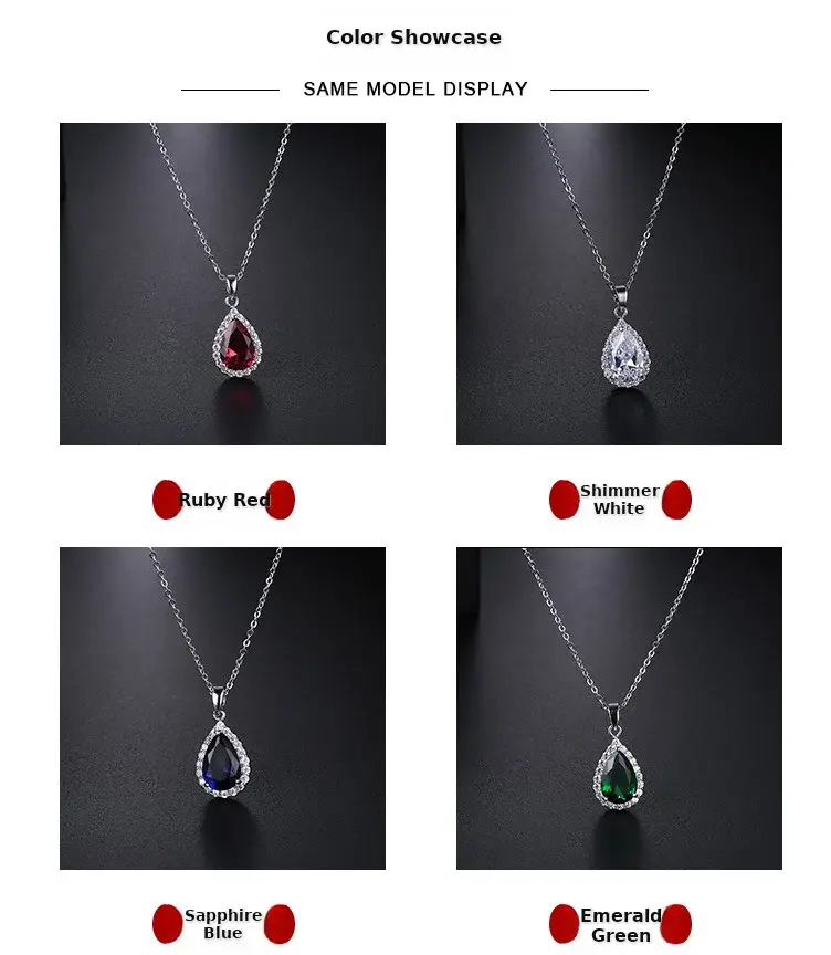 Water Drop AAA Zircon Pendant Necklace Copper Pave — feature 3