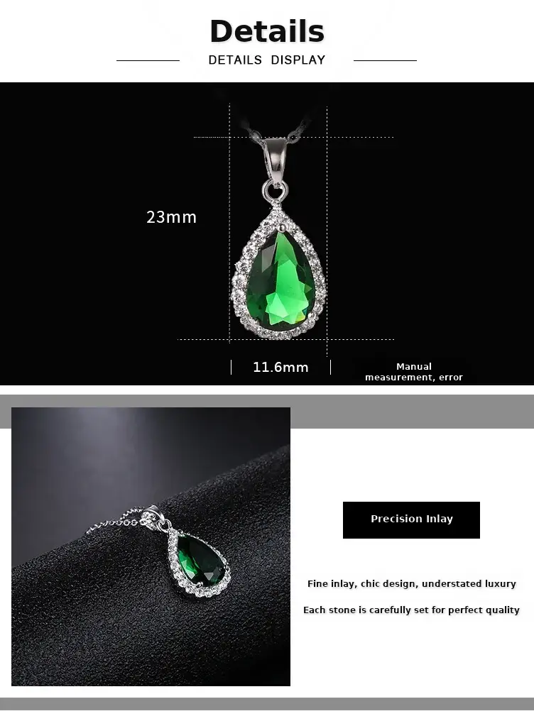 Water Drop AAA Zircon Pendant Necklace Copper Pave — feature 4