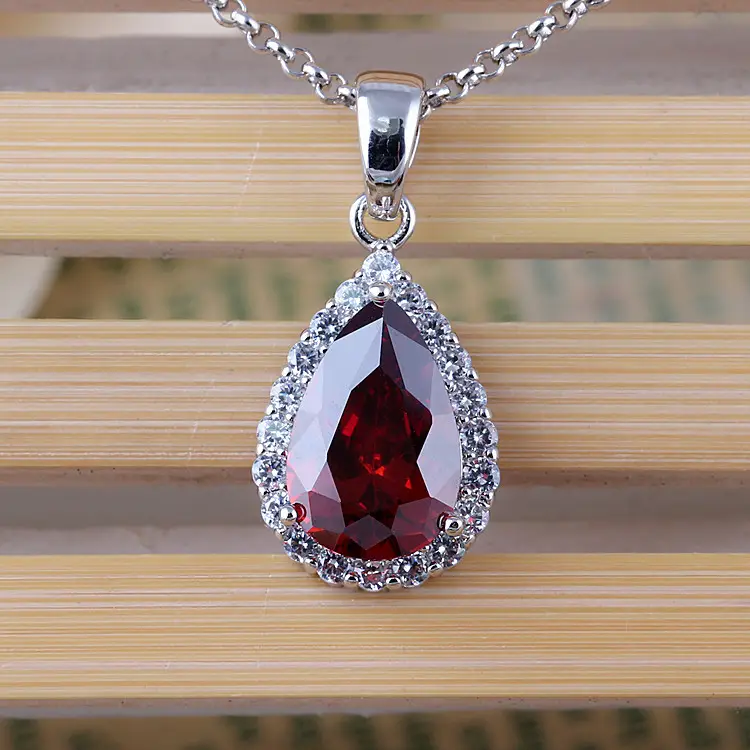 Water Drop AAA Zircon Pendant Necklace Copper Pave - Image 3