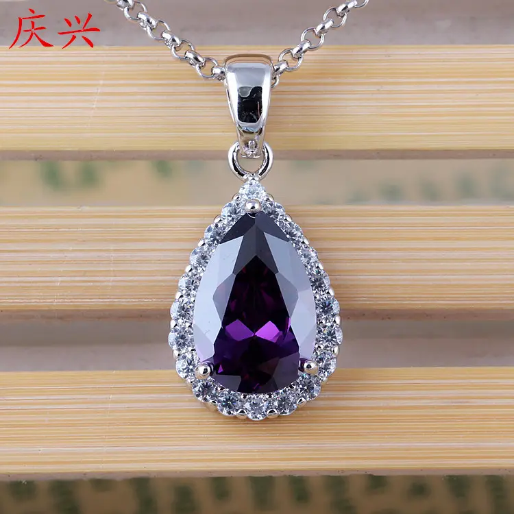 Water Drop AAA Zircon Pendant Necklace Copper Pave - Image 4