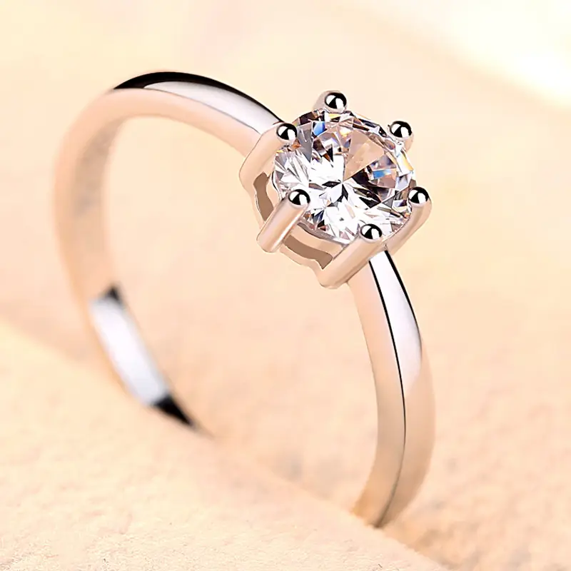 Sterling Silver Eight Claws Wedding Diamond Ring for Women - Image 2