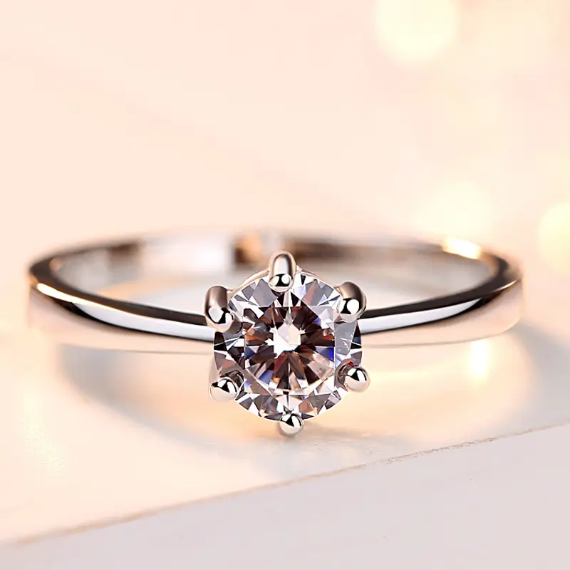 Sterling Silver Eight Claws Wedding Diamond Ring for Women - Image 4