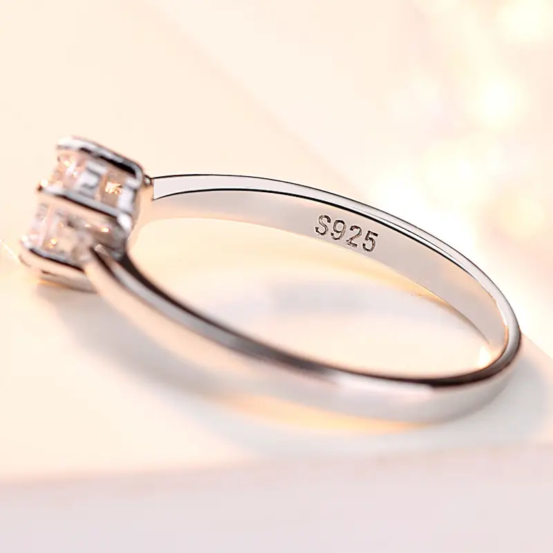 Sterling Silver Eight Claws Wedding Diamond Ring for Women - Image 5