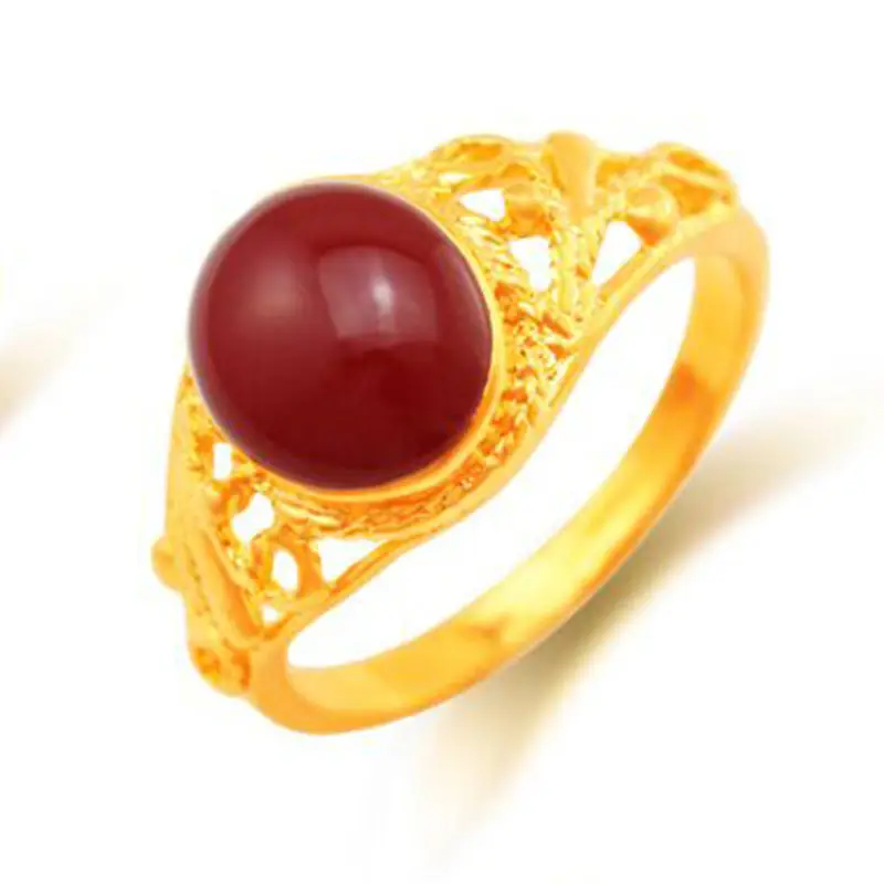Red Gemstone Open Gold Ring for Women - Image 5