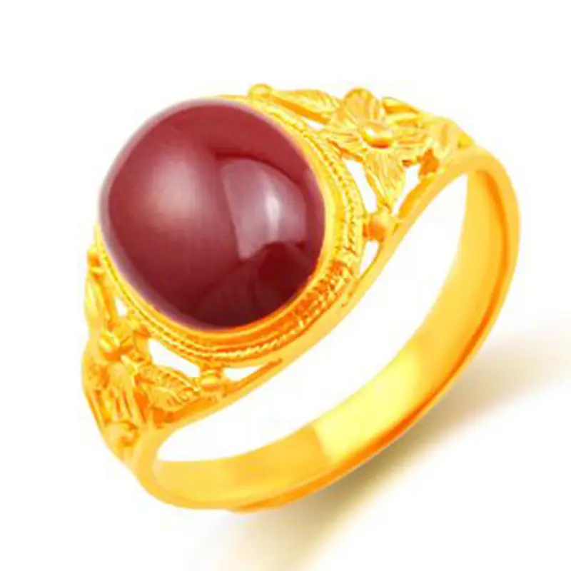 Red Gemstone Open Gold Ring for Women - Image 7