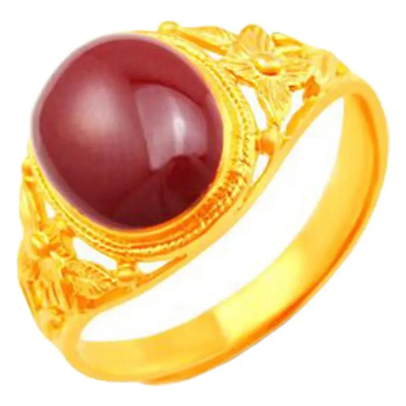 Red Gemstone Open Gold Ring for Women