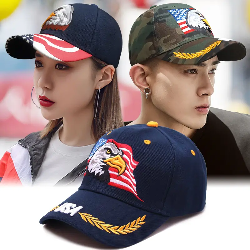 Men's Eagle Embroidered Baseball Cap with American Flag Design - Image 13
