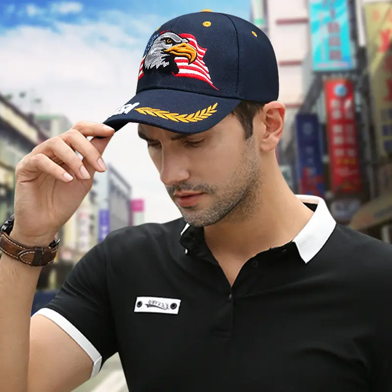 Men's Eagle Embroidered Baseball Cap with American Flag Design - Image 15