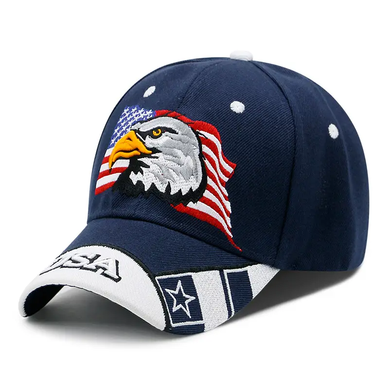 Men's Eagle Embroidered Baseball Cap with American Flag Design - Image 3