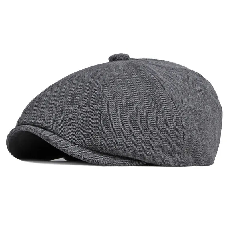 Men & Women British Style Cotton Beret Cap Grey - Image 17