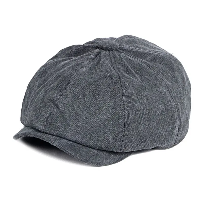Men & Women British Style Cotton Beret Cap Grey - Image 22