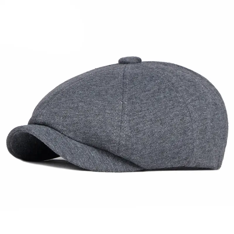 Men & Women British Style Cotton Beret Cap Grey - Image 6