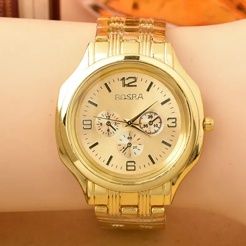 Golden Men's Watch with Large Dial & Steel Band - Image 6