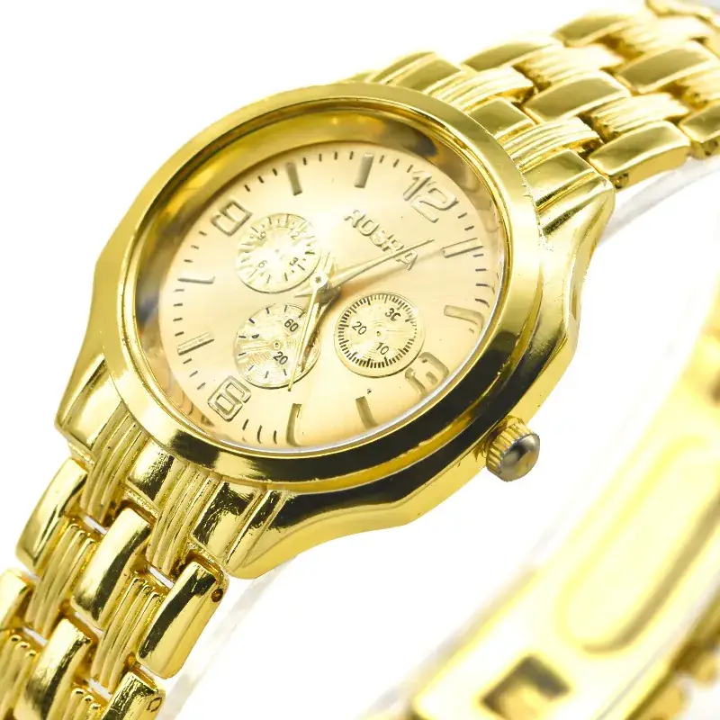 Golden Men's Watch with Large Dial & Steel Band - Image 2