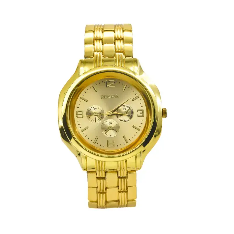 Golden Men's Watch with Large Dial & Steel Band - Image 7