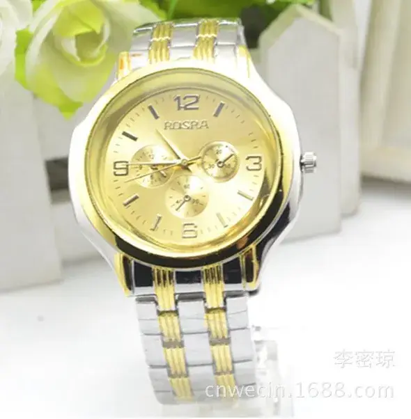 Golden Men's Watch with Large Dial & Steel Band - Image 3