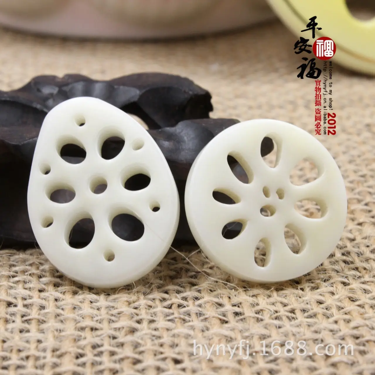 Buddha Bead Pendant Ivory Lotus Root Slice Pendant - Image 4