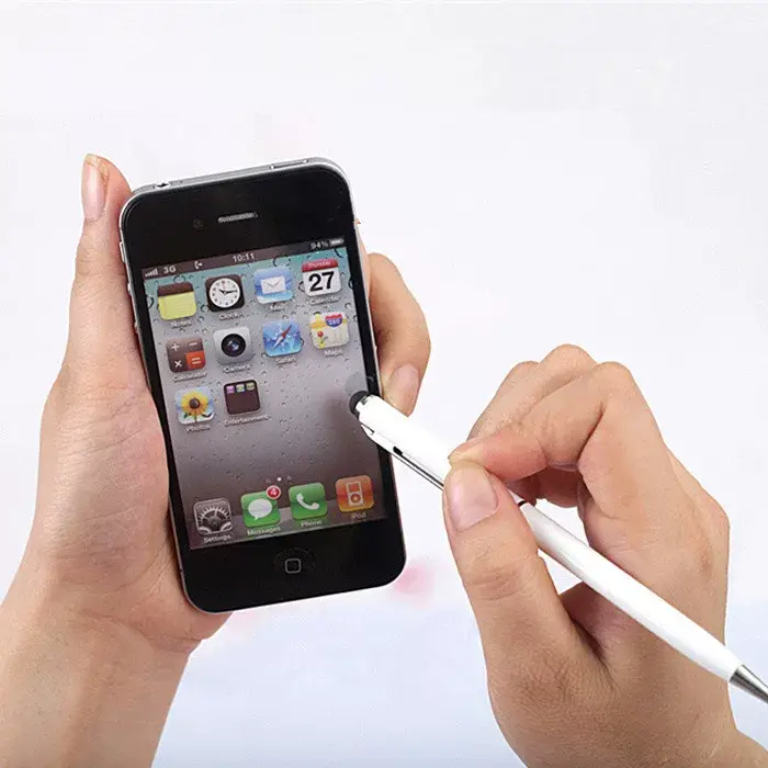 Dual Purpose Stylus Pen Black White Touch Screen — feature 1