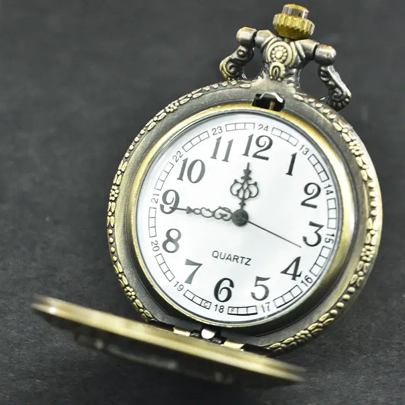 European American Retro Bronze Pocket Watch Necklace with Chain - Image 21