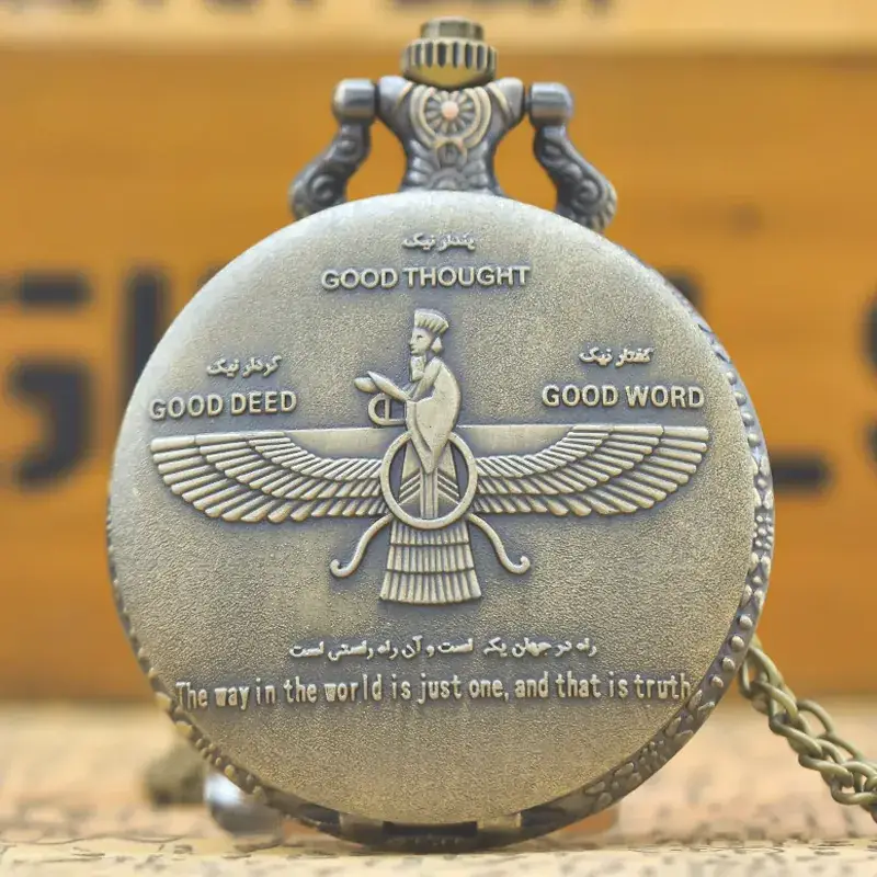 European American Retro Bronze Pocket Watch Necklace with Chain - Image 22