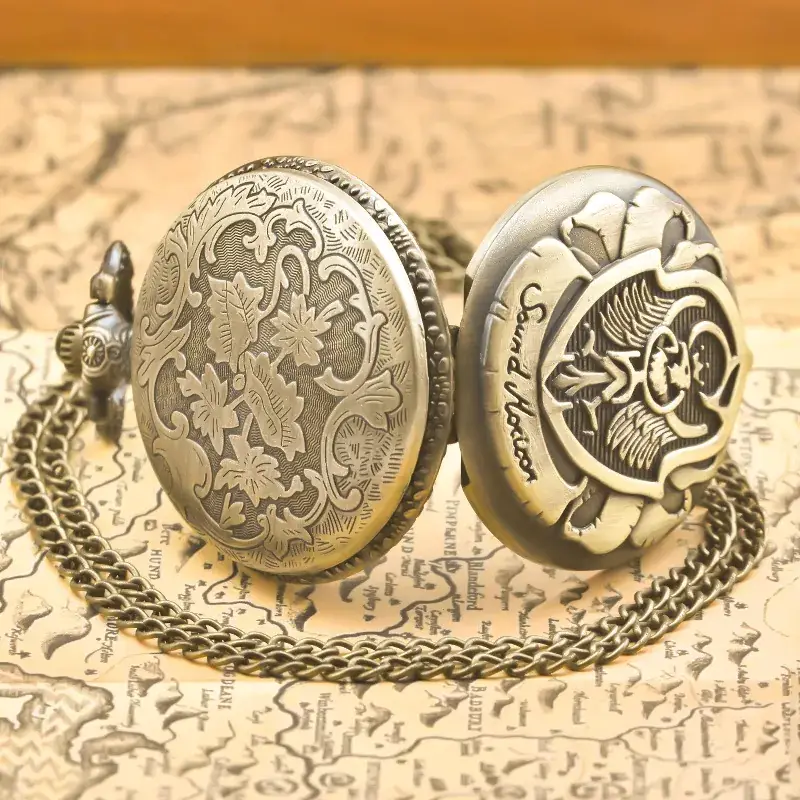 European American Retro Bronze Pocket Watch Necklace with Chain — feature 35