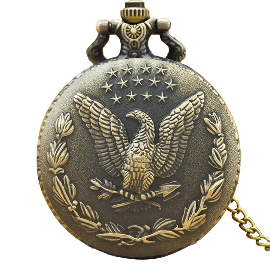 European American Retro Bronze Pocket Watch Necklace with Chain - Image 10