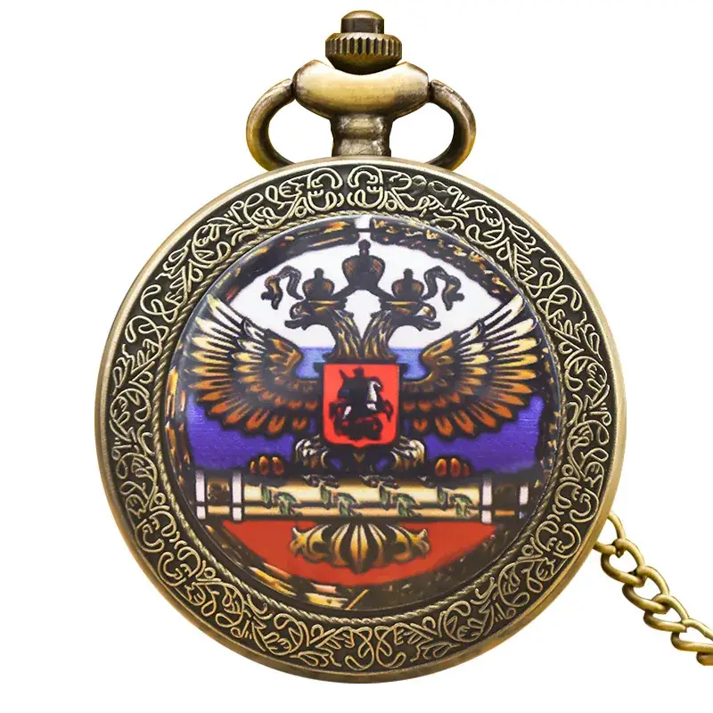 European American Retro Bronze Pocket Watch Necklace with Chain - Image 11