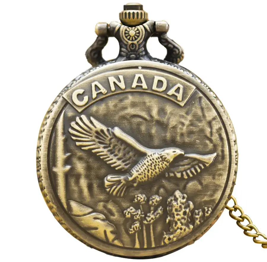 European American Retro Bronze Pocket Watch Necklace with Chain - Image 14