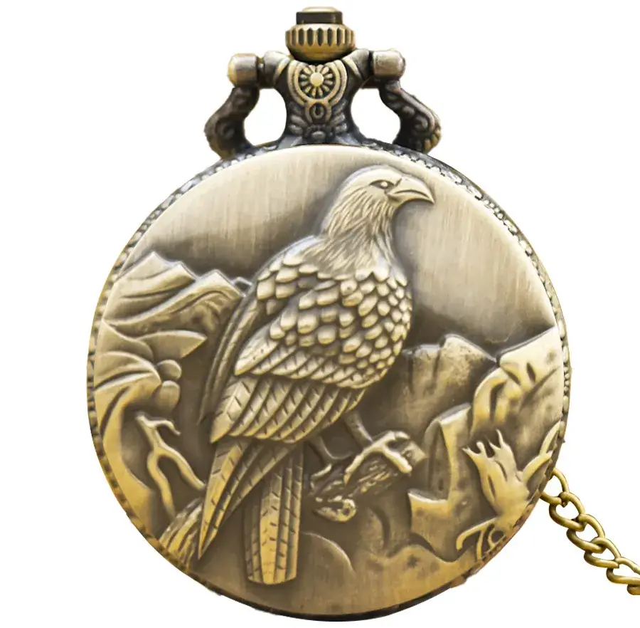 European American Retro Bronze Pocket Watch Necklace with Chain - Image 15