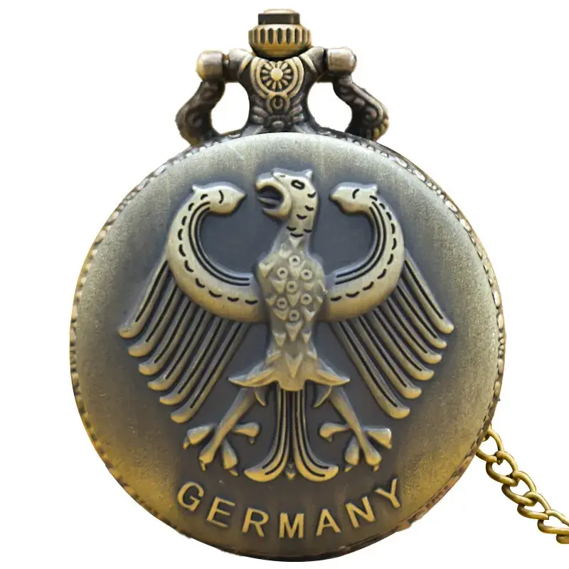 European American Retro Bronze Pocket Watch Necklace with Chain - Image 2
