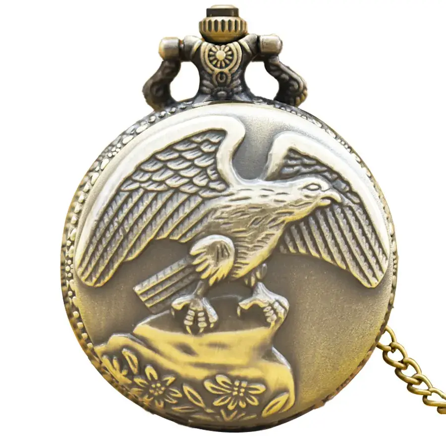 European American Retro Bronze Pocket Watch Necklace with Chain - Image 4