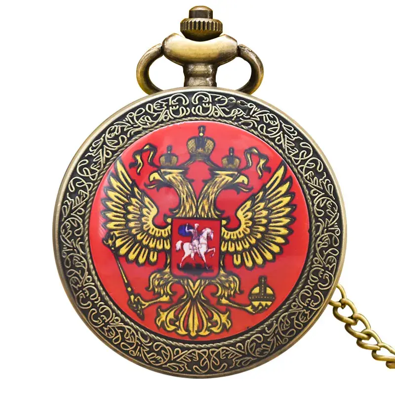 European American Retro Bronze Pocket Watch Necklace with Chain - Image 8