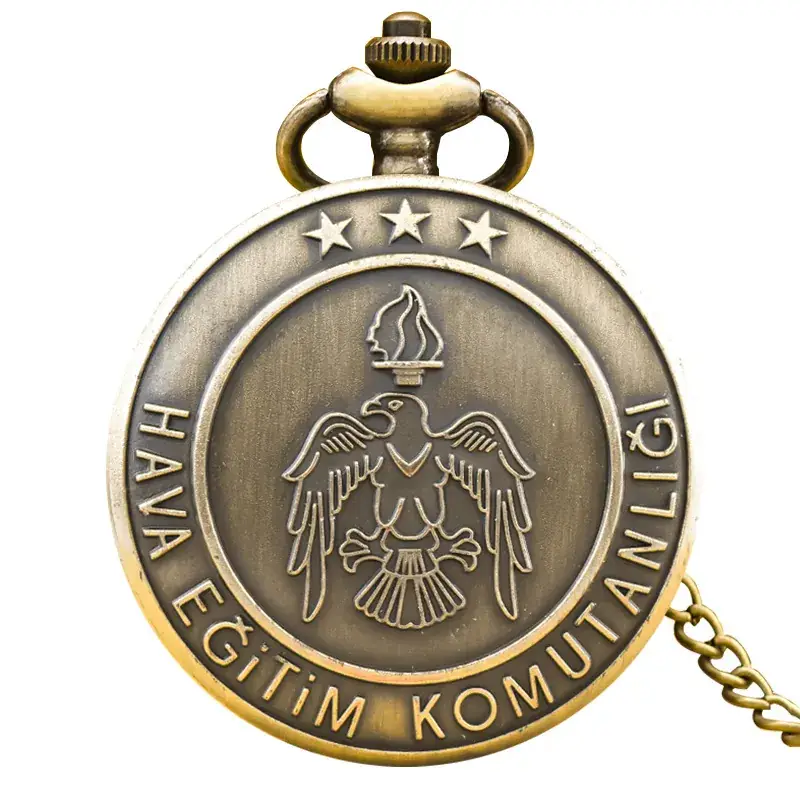 European American Retro Bronze Pocket Watch Necklace with Chain - Image 9