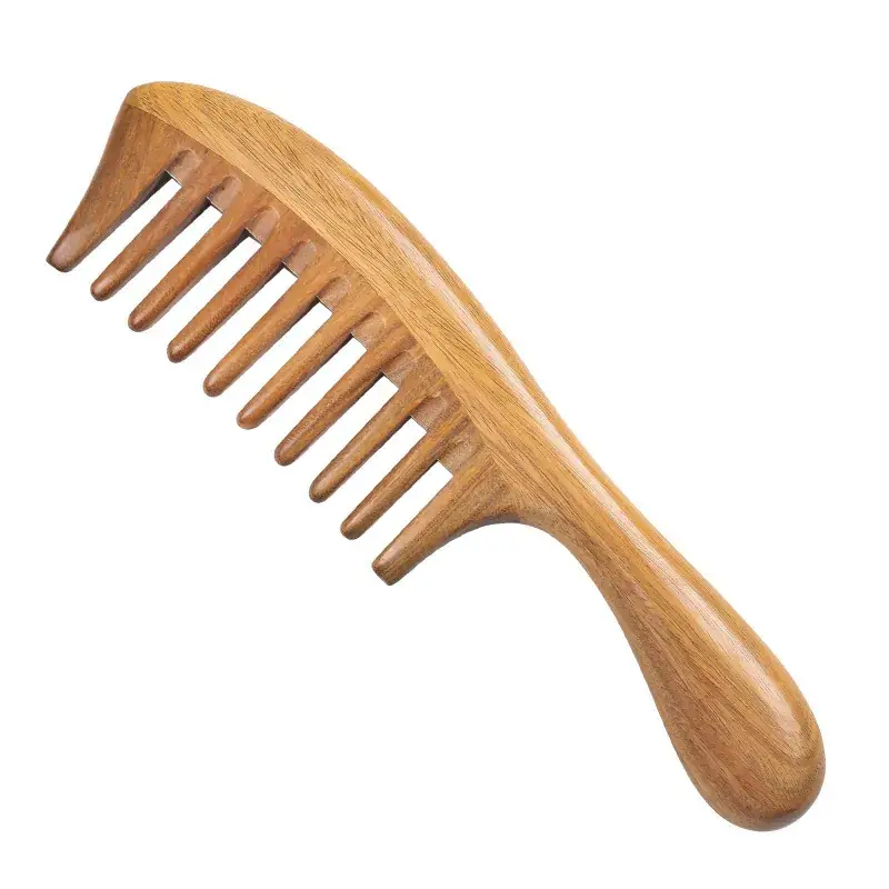 Green Wooden Toothless Comb for Hair Care - Image 8