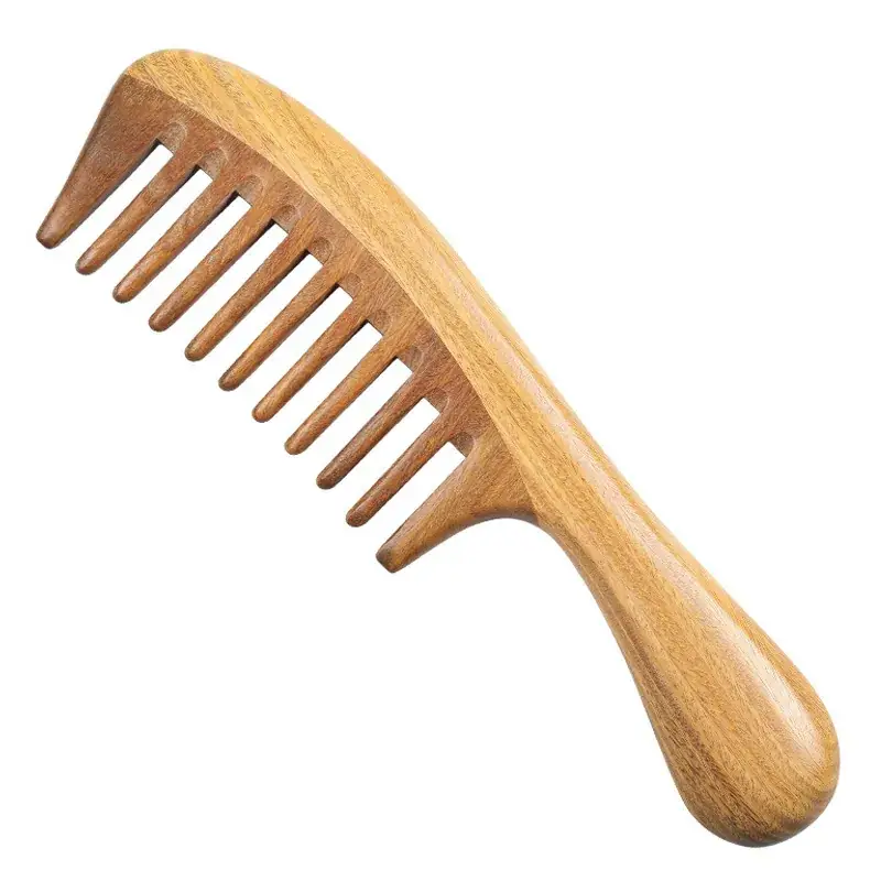 Green Wooden Toothless Comb for Hair Care - Image 9