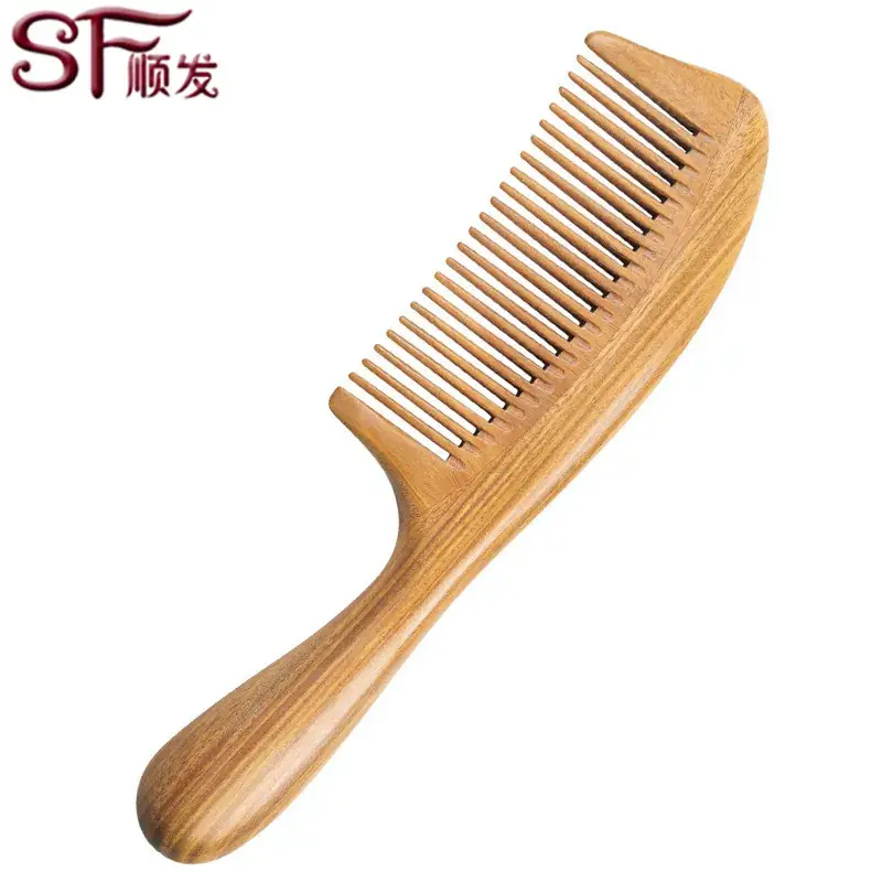 Green Wooden Toothless Comb for Hair Care