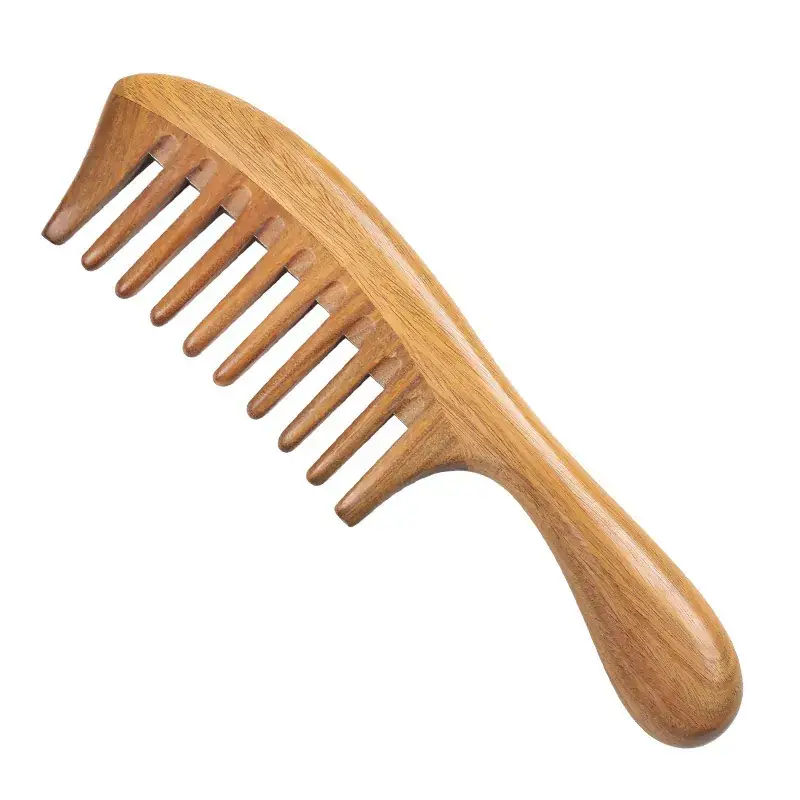 Green Wooden Toothless Comb for Hair Care - Image 2