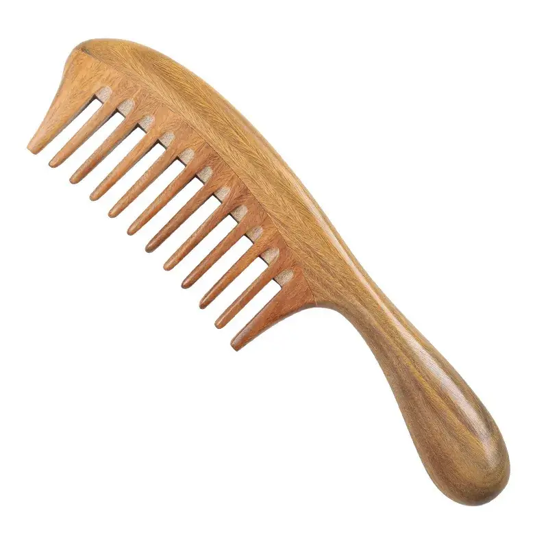 Green Wooden Toothless Comb for Hair Care - Image 3