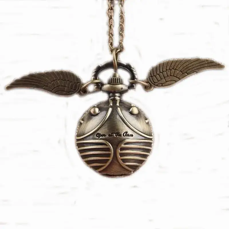 Harry Potter Bronze Pocket Watch Necklace with Feather Tassels - Image 6