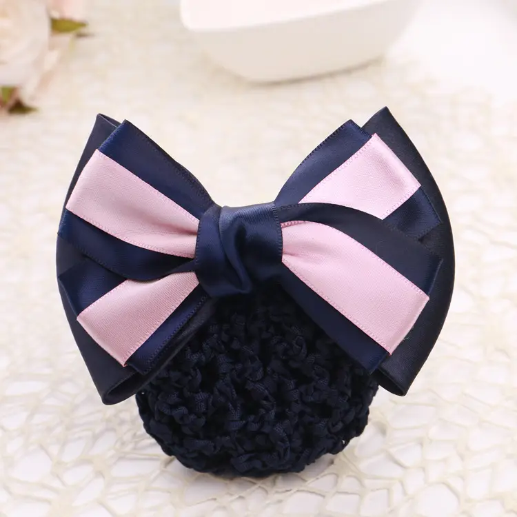 Navy Blue Bow Hairnet for Women - 1 Pc Professional Hair Accessory - Image 5
