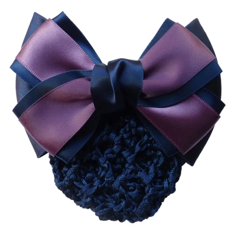 Navy Blue Bow Hairnet for Women - 1 Pc Professional Hair Accessory