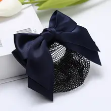 Navy Blue Bow Hairnet for Women - 1 Pc Professional Hair Accessory — feature 3